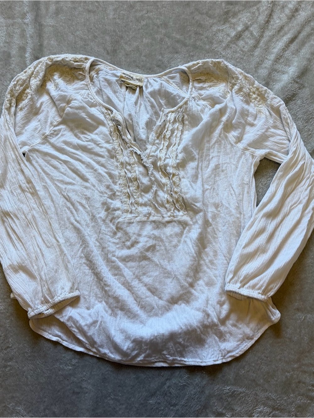 Denim & Supply Ralph Lauren White Long-Sleeve Ruffle Peasant Top